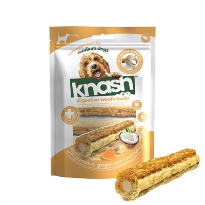 Knash Woofa Loofa Dentalstick m. Pumpa & Ingefära för mellanstora hundar 7 st